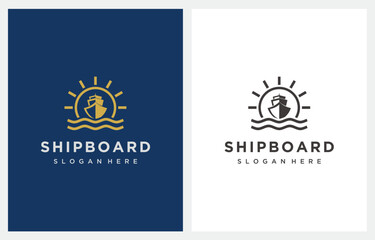 Ship Cruise Boat Marine logo design vector icon