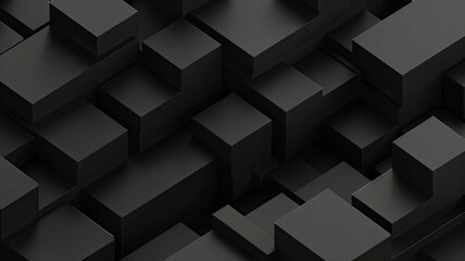Aerial view of black cubic pattern - Overhead perspective of a complex cubic black pattern showing depth and abstract concept