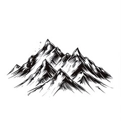 hand drawn mountain range as a logo on a white background