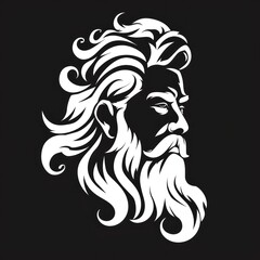 zeus head, white on black vector logo