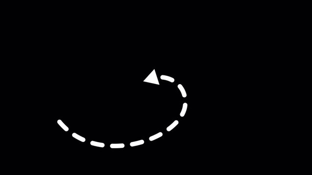 A Set of dashed arrows: simple motion graphic animation of a clean minimal style on a transparent background, alpha channel.