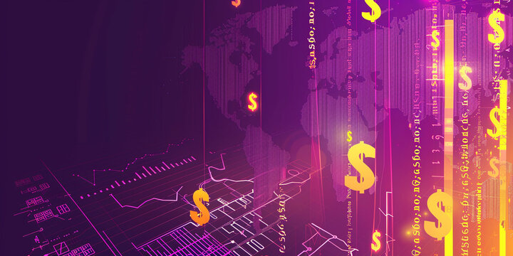 Abstract Business Background with Technology and Data Elements,Generated By Ai