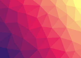 Abstract low poly background on purple, yellow, and orange gradient color. Colorful Polygonal background vector illustration.