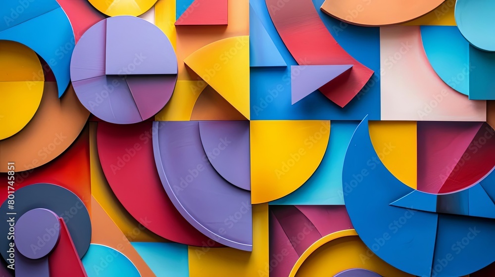 Poster a colorful wall with a pattern of squares and rectangles