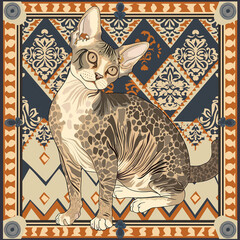 vector graphic Devon Rex Spend time engaging your cat with interactive play sessions, using toys to mimic hunting behaviors, Small pattern and turn around and come back, surrounded