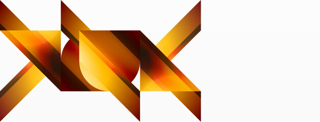 A red and yellow ribbon with a letter x on it, featuring a bold font on a symmetrical pattern reminiscent of stained glass art, showcasing tints and shades in a rectangle with an amber triangle