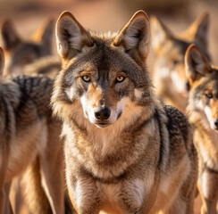 Arabian Wolf Canis Lupus Arabs Staring on the Camera