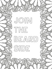 Keychain Quotes Flower Coloring Page Beautiful black and white illustration for adult coloring book