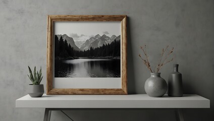  Close-up mockup of a picture frame, 3D render ai_generated