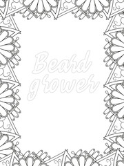 Keychain Quotes Flower Coloring Page Beautiful black and white illustration for adult coloring book