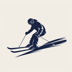 man skiing on the mountain,  logo design, white background
