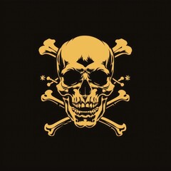  pirate skull symbol on black background