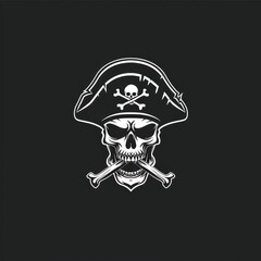  pirate skull symbol on black background