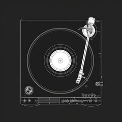 vinyl record player design on black background