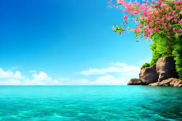 島の自然の風景、青い空、砂浜