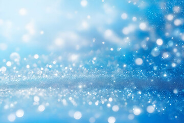 Fototapeta premium Bright Abstract Blurred blue Background with Shimmering Glitter Bokeh