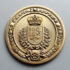coat of arms golden embossing on white background