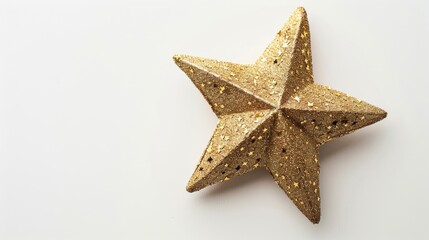 Shining gold star set against a blank white backdrop