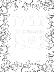 Keychain Quotes Flower Coloring Page Beautiful black and white illustration for adult coloring book