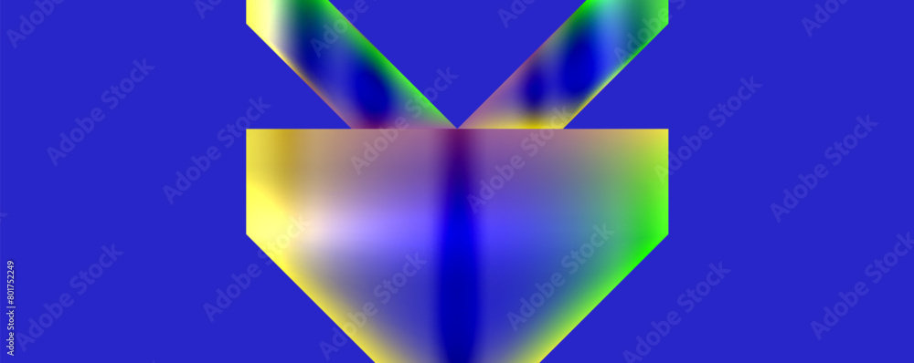 Poster a vibrant electric blue triangle is symmetrically placed on a blue background, creating a visually s