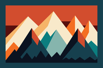 Set of abstract mountain painting. abstract art background vector
