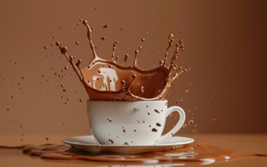 drip and splatter into mug of hot tea