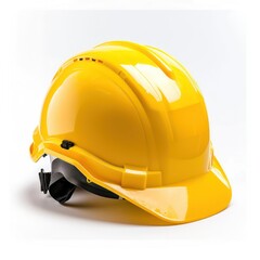 yellow construction protection helmet, white background