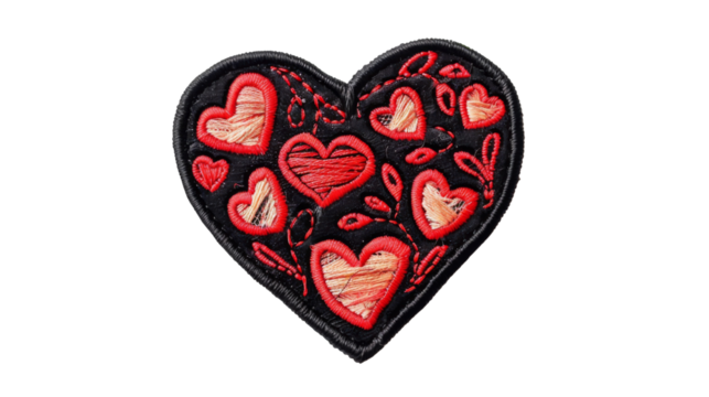heart embroidered patch badge