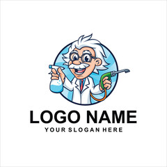 professor character cartoon logo vector