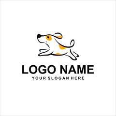 cute dog jump logo vector