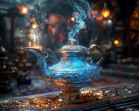 Magic lamp with interactive genie, customizable wishes interface