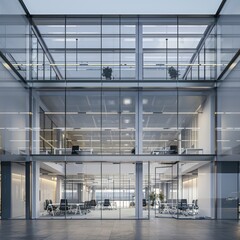 modern office with glass and steel windows