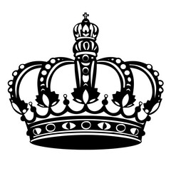 royal crown, black and white on white background