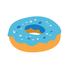 Blue donut icon cartoon vector, popular sweet food for dessert