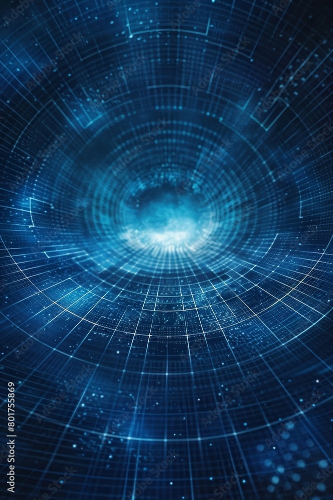Poster gradient blue background with a technology grid overlay