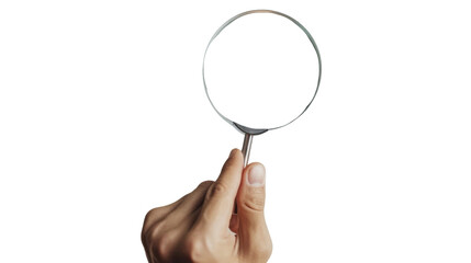 Hand holding magnifying glass