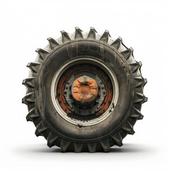 tractor wheel on white background