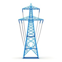 electricity high tension pylon icon, blue color, white background