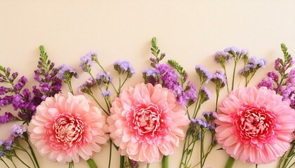 Aerial Blossoms: Pink and Purple Flowers on Pastel Background