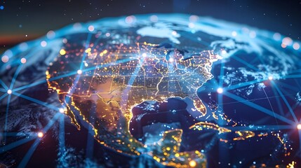 Fototapeta premium Global network digital map concept and connected cyber technology background.