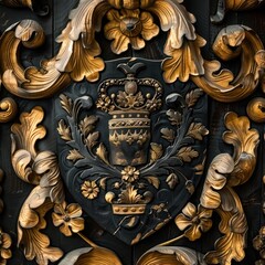 medieval coat arms, black and gold