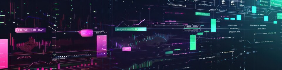 artificial intelligence, crypto currency and crypto chart on black background