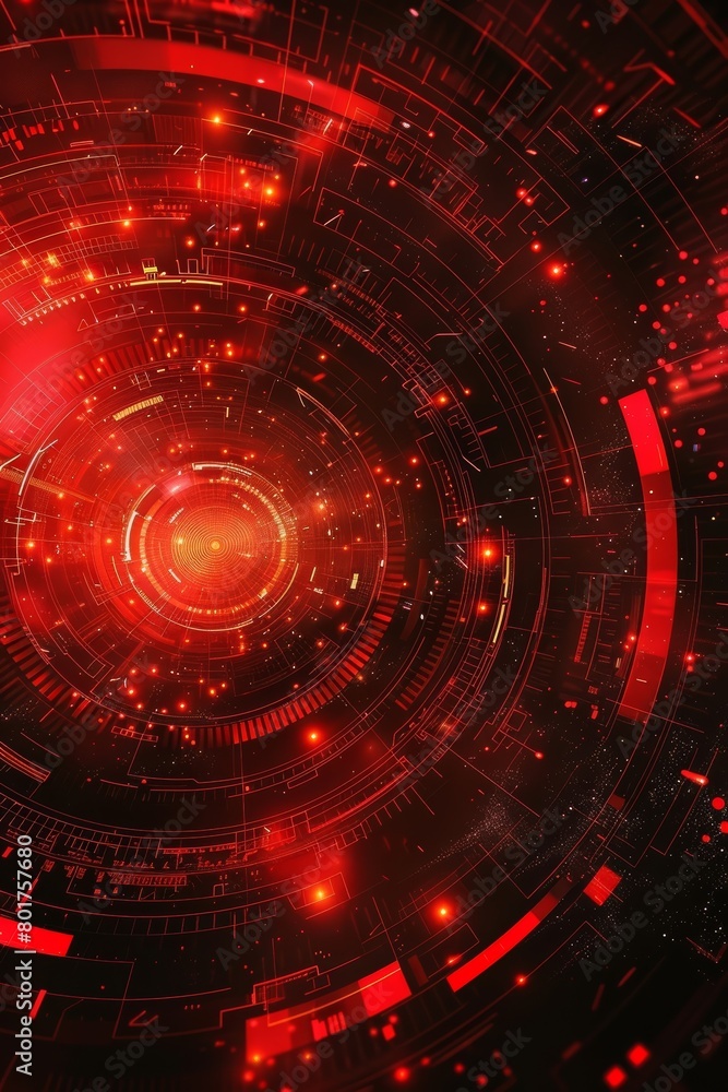 Poster abstract technology background featuring a circle of digital elements with space for text.