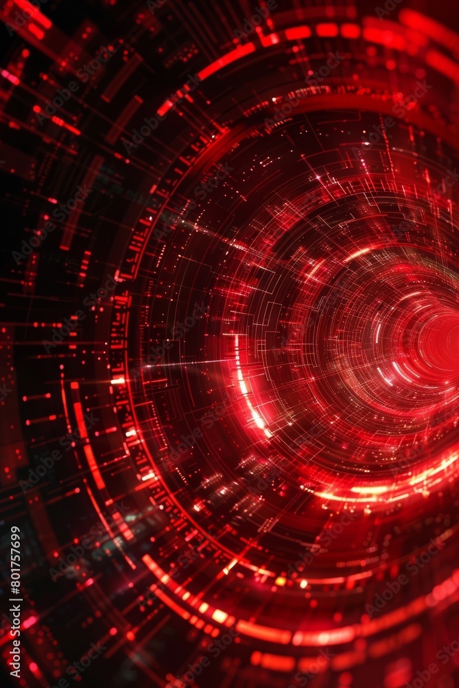 Poster abstract technology background featuring a circle of digital elements with space for text.