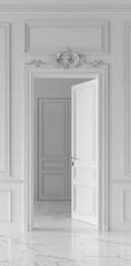 open white door against a white background