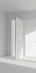 open white door against a white background