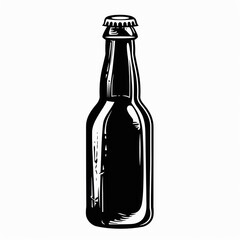 Beer bottle, black and white silhouette, logo design