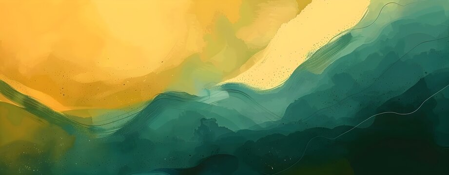 abstract painting in yellow and green colors