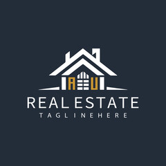 AU initial monogram logo for real estate design.