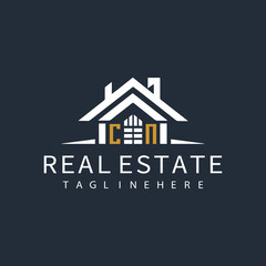 CN initial monogram logo for real estate design.